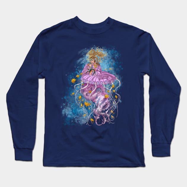 Mili Fay’s Jellyfish, Hippie, Inquisitive Mermaid Long Sleeve T-Shirt by Mili Fay Art